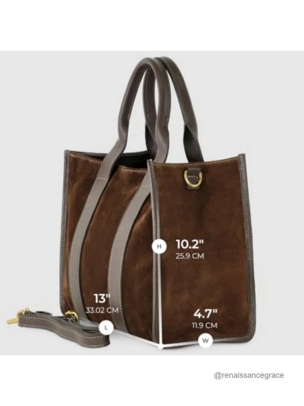 Genuine Suede Tote Bag Italian Made Structured Medium Shoulder Purse with
